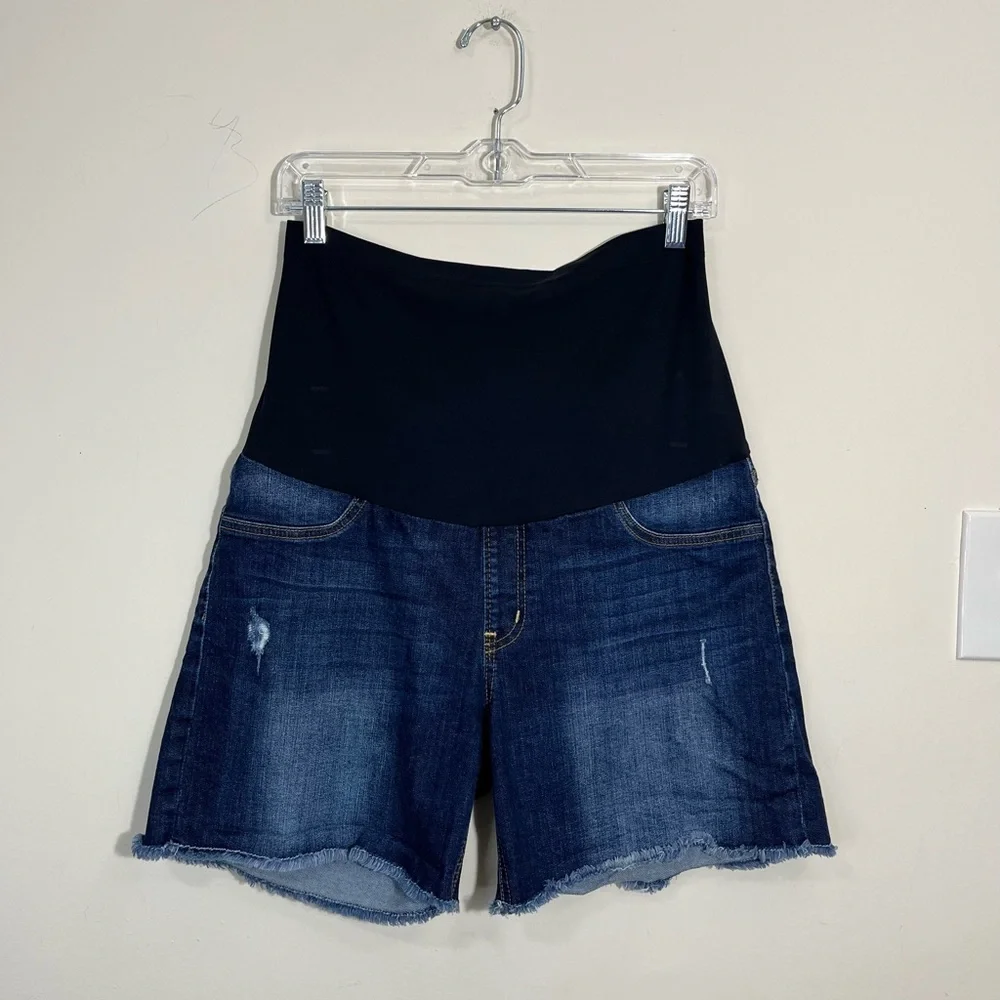 Maternity Denim Shorts with Black Overband